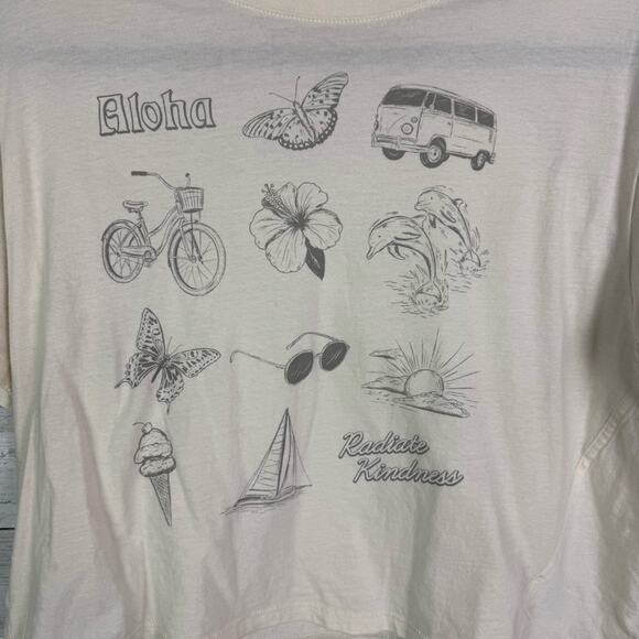 American Eagle Aloha Cropped Tee Shirt Size Large - Picture 2 of 3